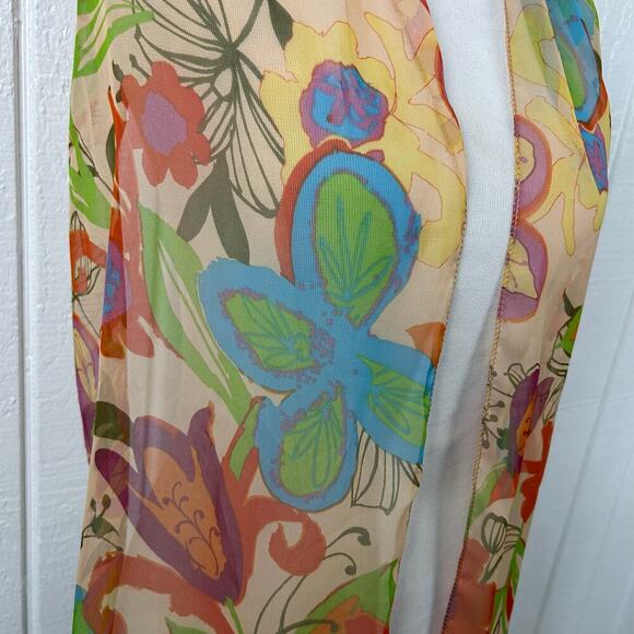 Women Head Neck Rectangle Scarf Retro Floral Colorful Boho Artsy Spring Casual - Picture 3 of 6